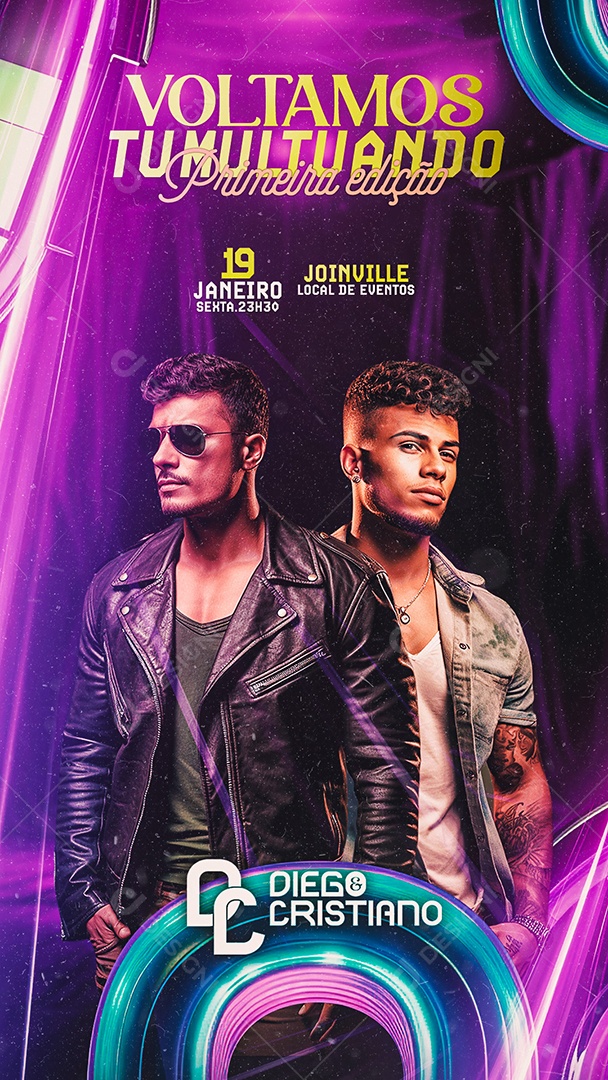 Story Flyer Voltamos Tumultuando Diego & Cristiano Social Media PSD Editável