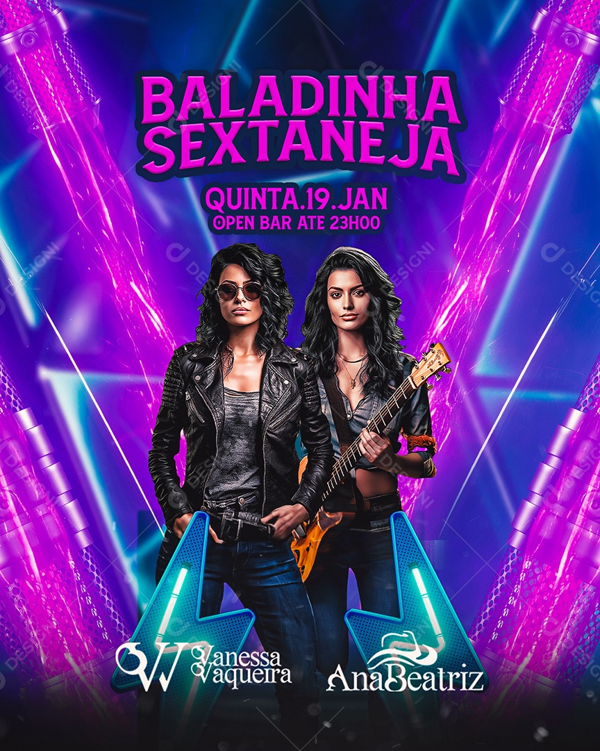 Flyer Baladinha Sextaneja Quinta Vanessa Vaqueira Ana Beatriz Social Media PSD Editável