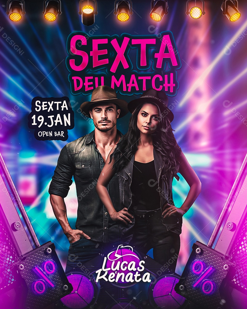Flyer Sexta Deu Match Lucas & Renata Social Media PSD Editável