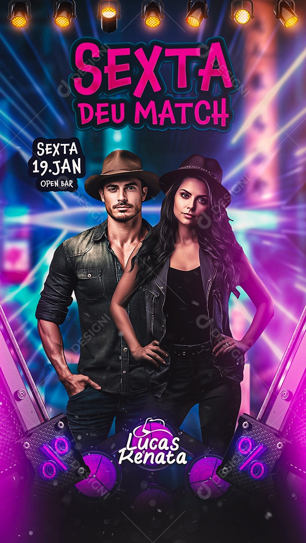 Story Flyer Sexta Deu Match Lucas & Renata Social Media PSD Editável