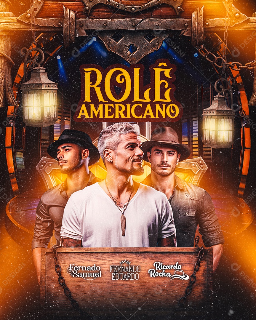 Flyer Rolê Americano Fernado & Samuel Fernando Eduardo Ricardo Rocha Social Media PSD Editável