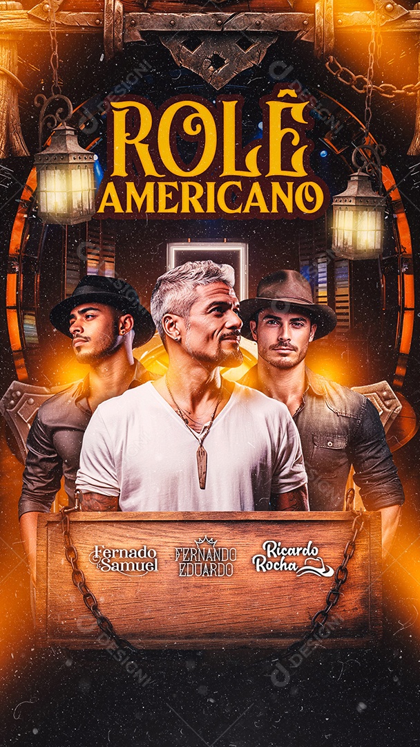 Story Flyer Rolê Americano Fernado & Samuel Fernando Eduardo Ricardo Rocha Social Media PSD Editável