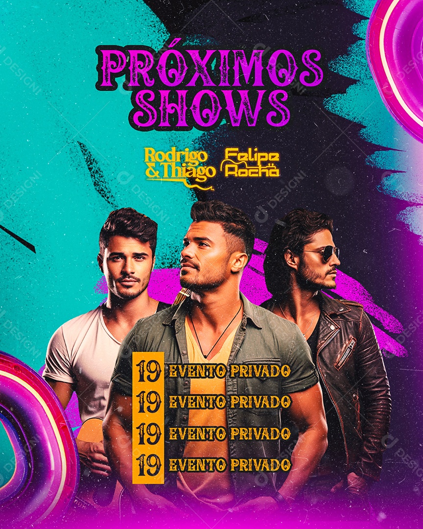 Flyer Próximos Shows Rodrigo & Thiago Felipe Rocha Social Media PSD Editável