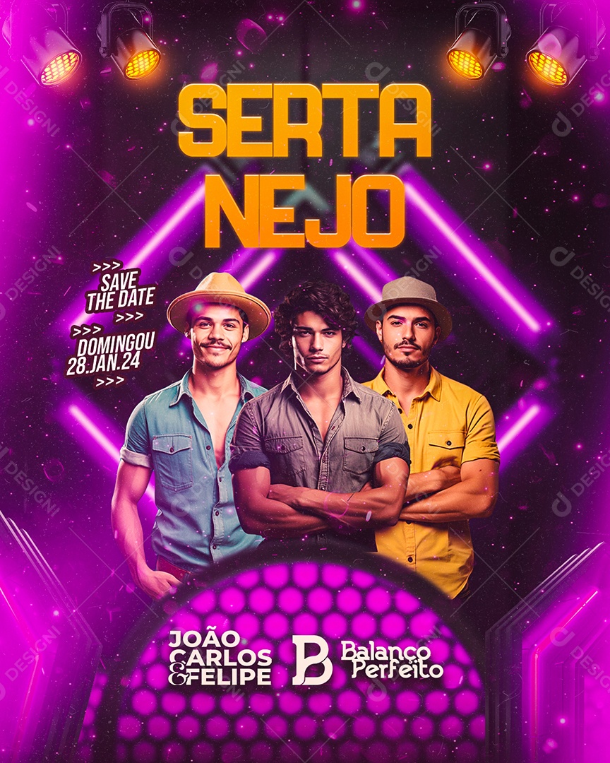 Flyer Sertanejo João Carlos & Felipe Balanço Perfeito Social Media PSD Editável