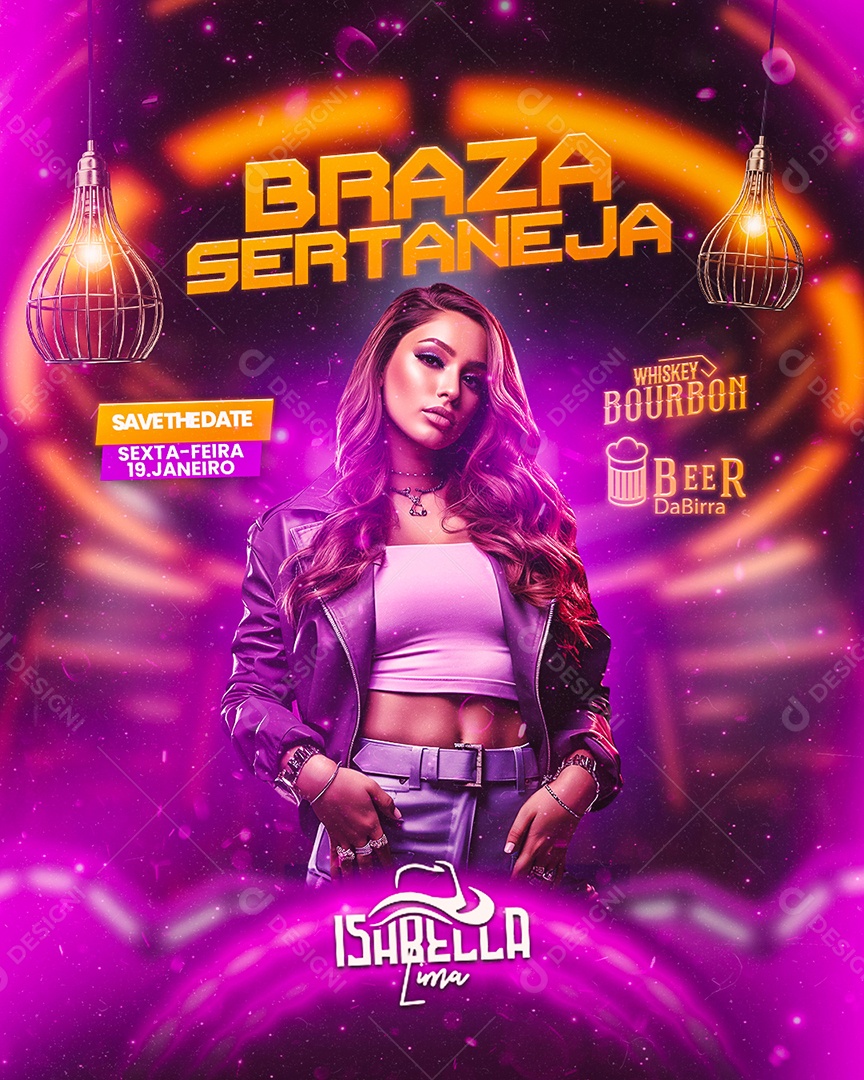 Flyer Braza Sertaneja Isabella Lima Social Media PSD Editável