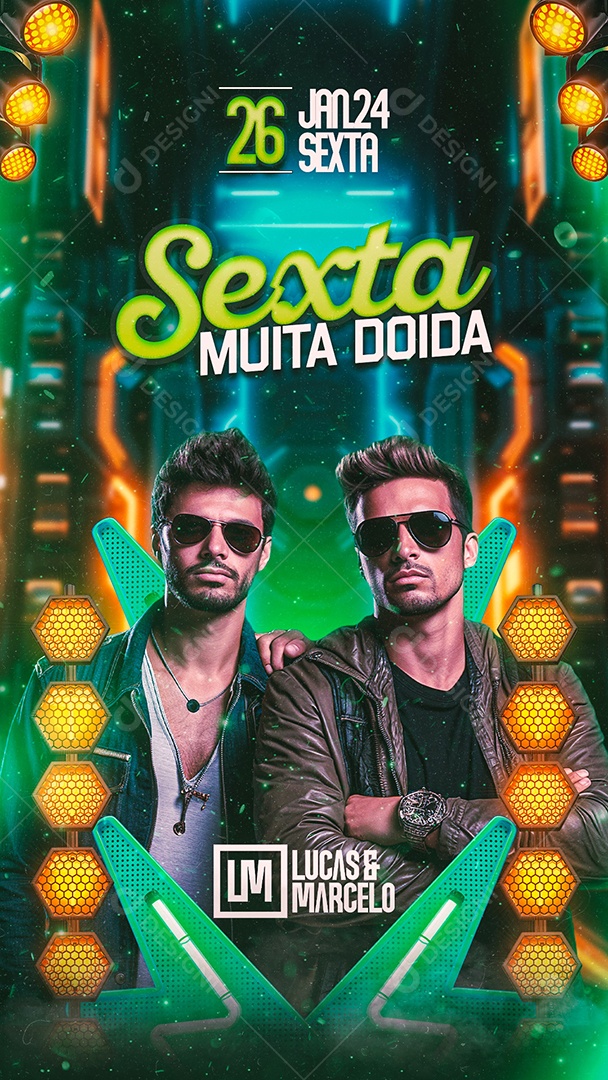 Story Flyer Sexta Muita Doida Lucas & Marcelo Social Media PSD Editável