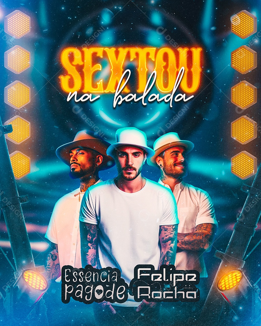 Flyer Sextou na balada Essência Pagode Felipe Rocha Social Media PSD Editável