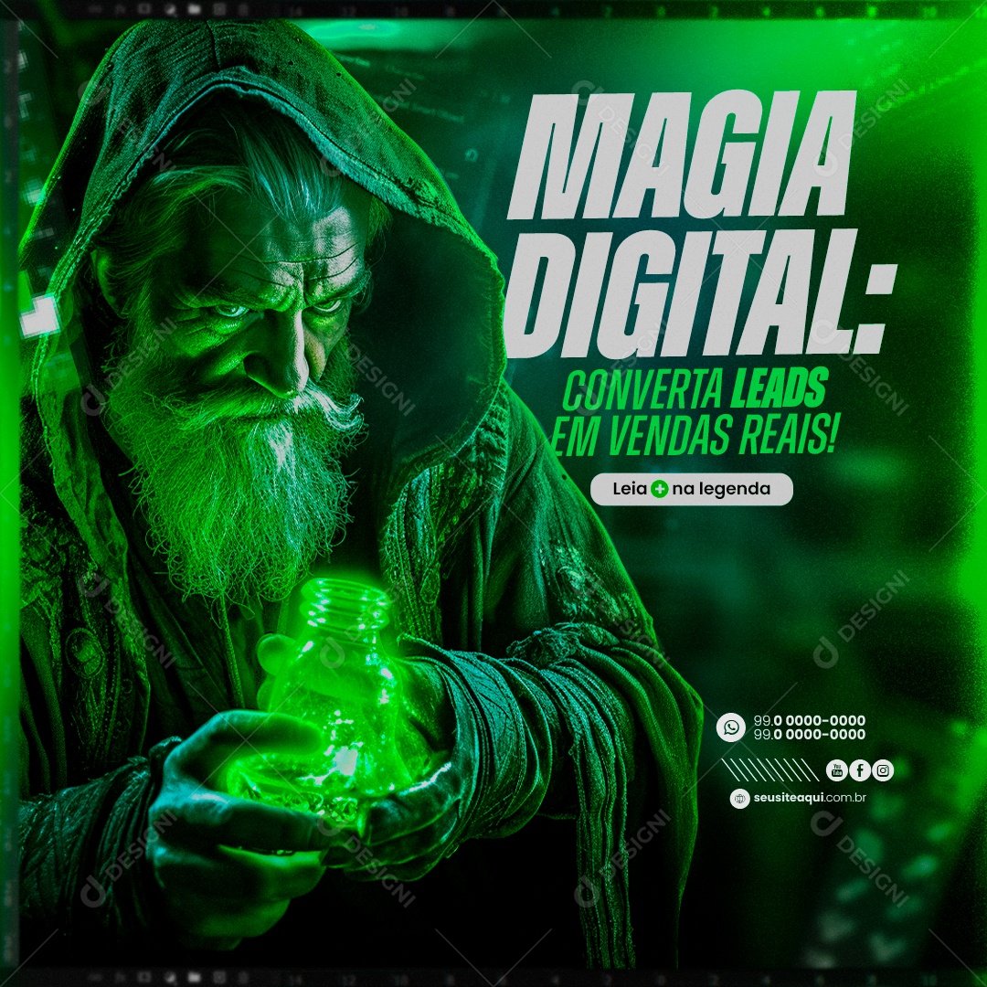 Marketing Digital Magia Converta Leads em Vendas Reais Social Media PSD Editável