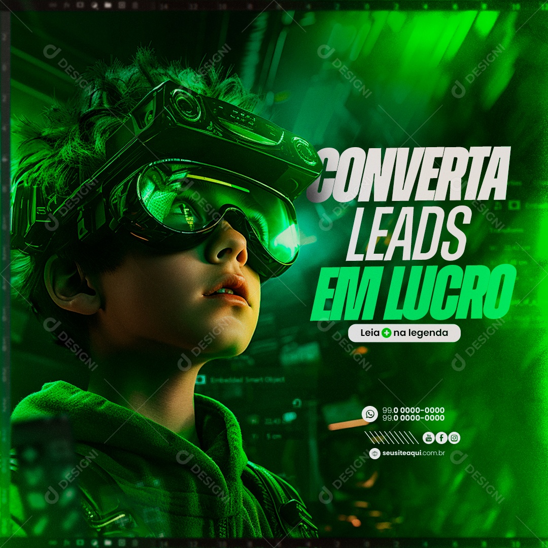 Marketing Digital Converta Leads em Lucro Social Media PSD Editável