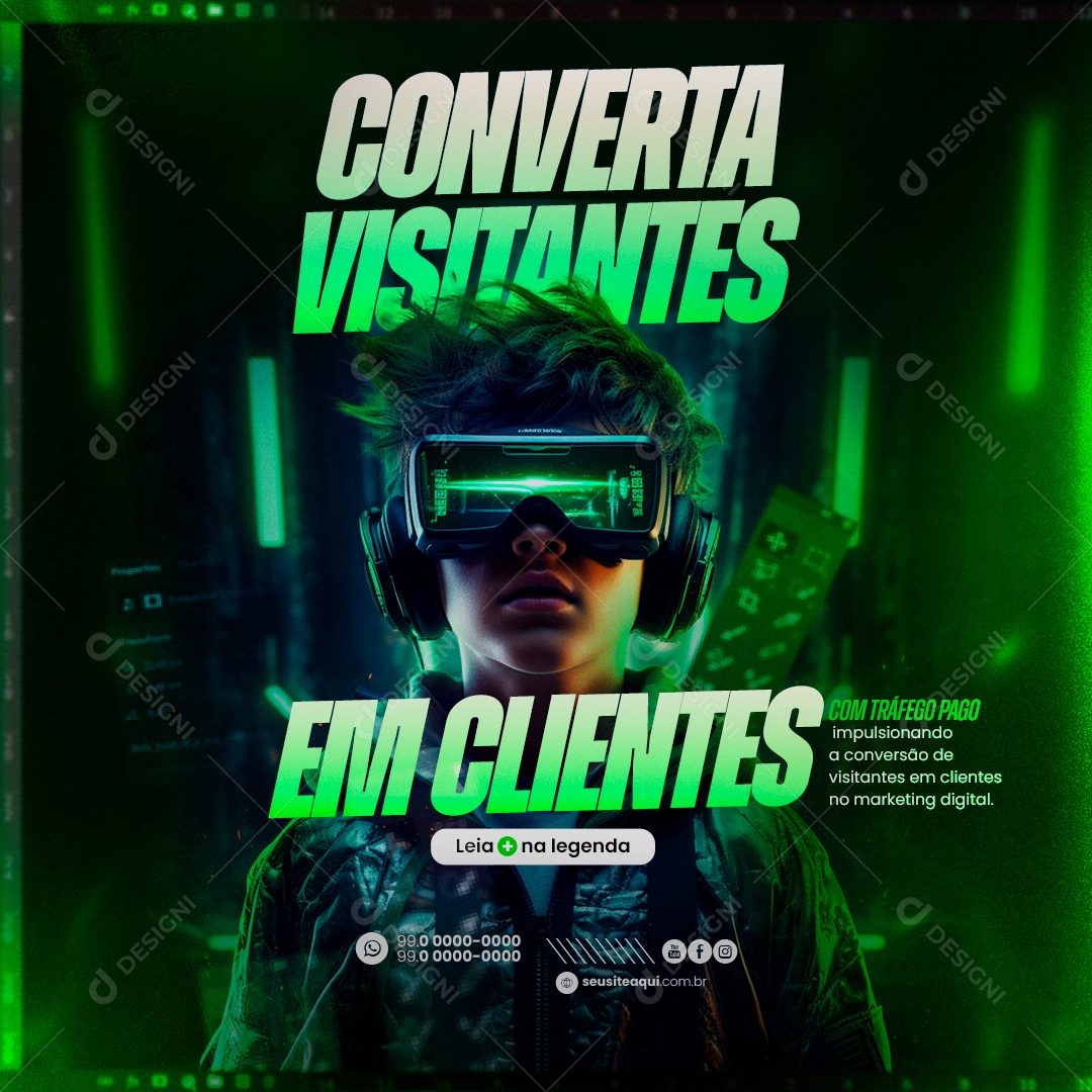 Marketing Digital Converta Visitantes em Clientes Social Media PSD Editável