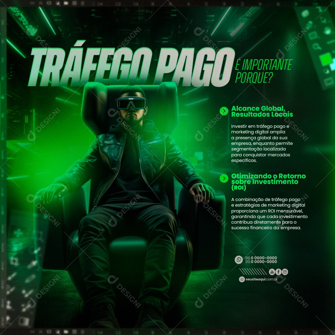 Marketing Digital Tráfego Pago é Importante Porque Social Media PSD Editável