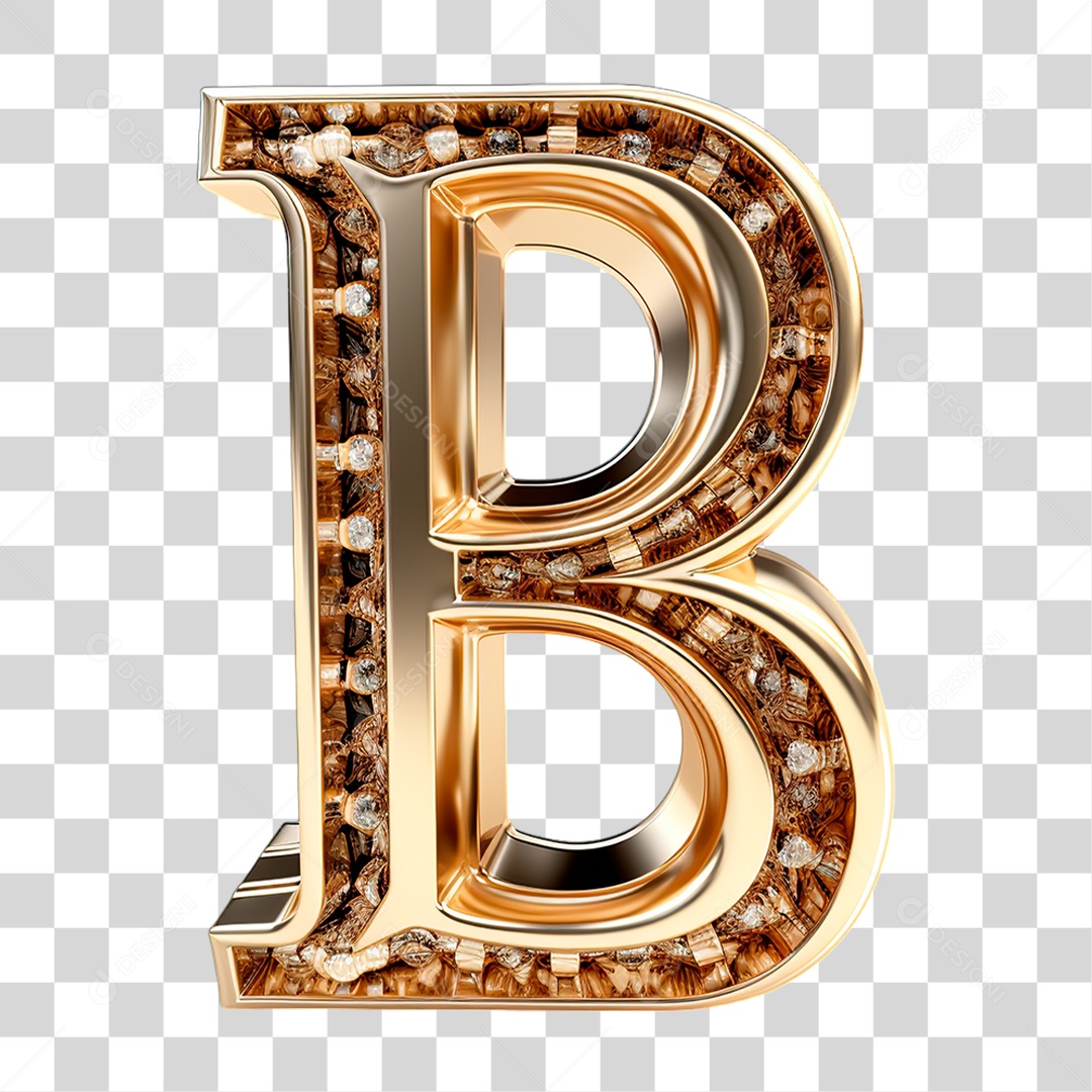 Letra B Dourado PNG Transparente