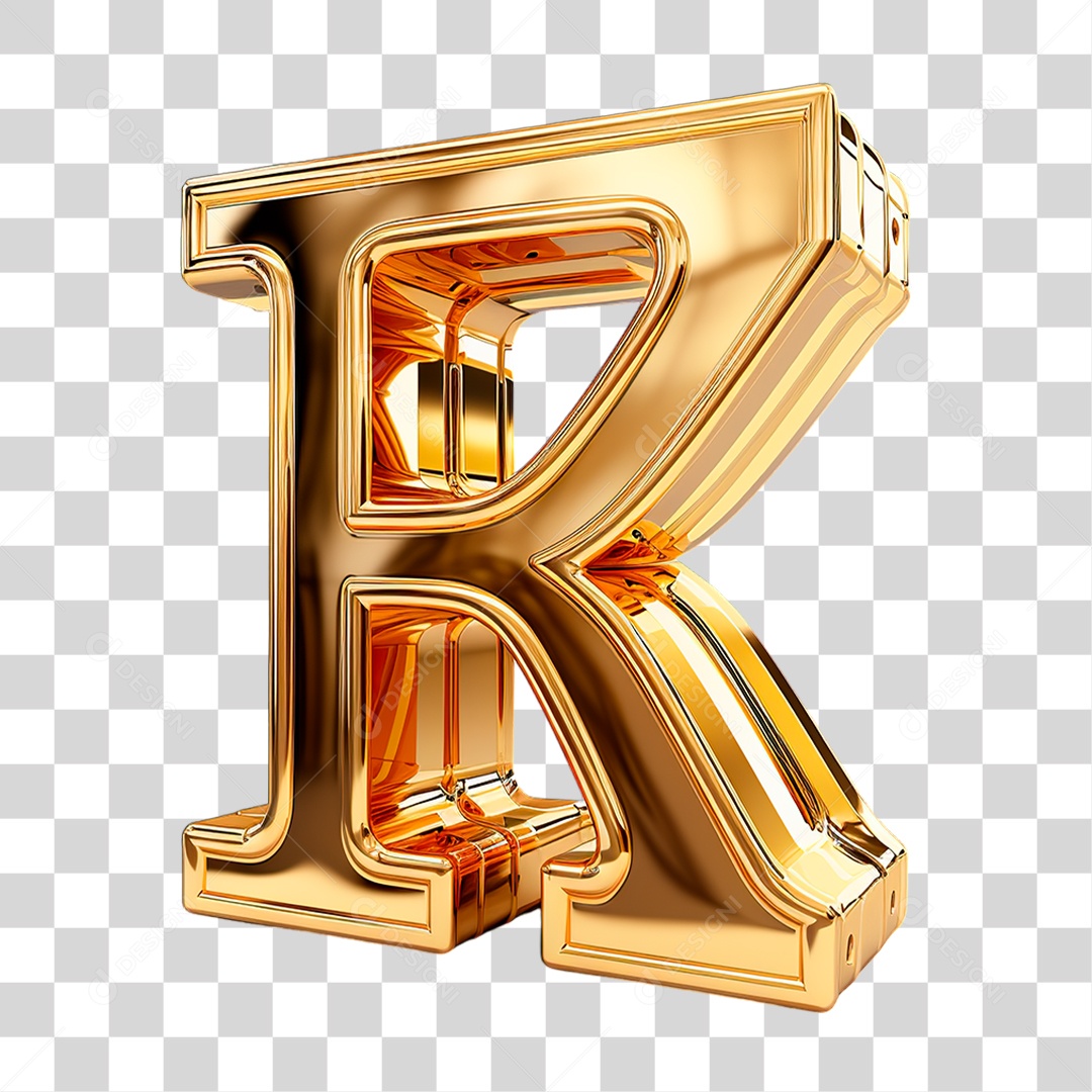 Letra R Dourado PNG Transparente