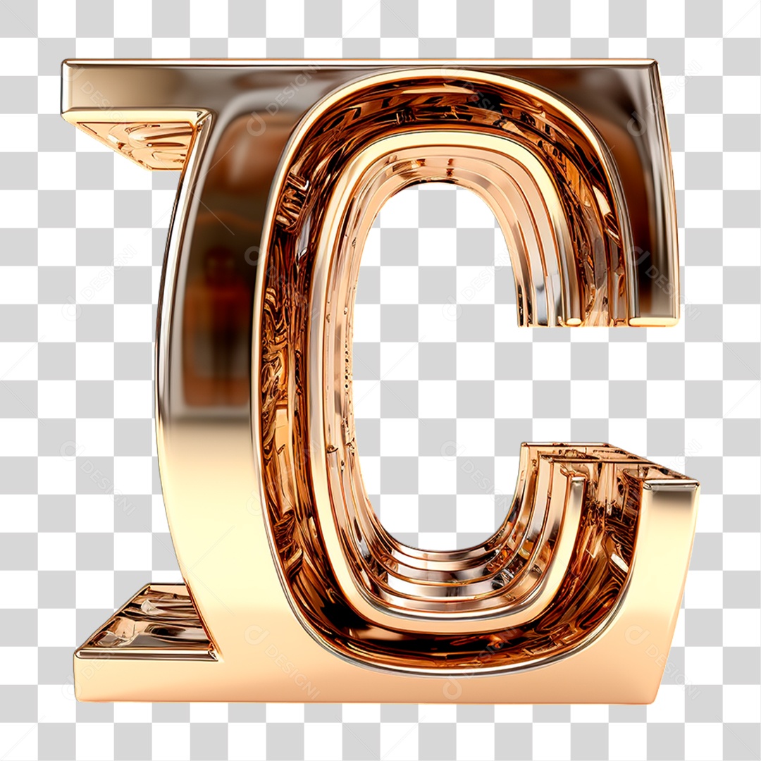 Letra C Dourado PNG Transparente