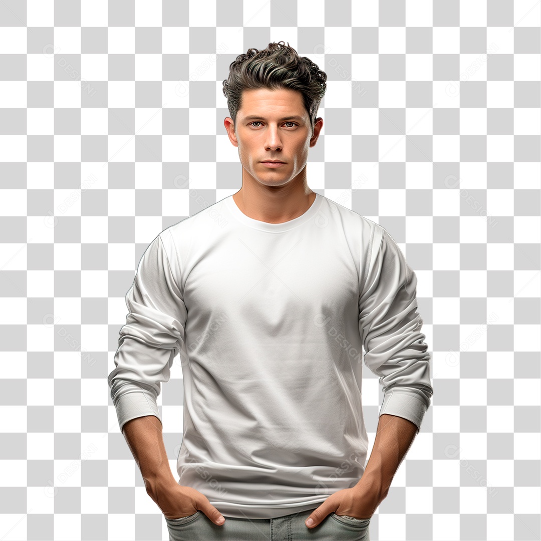 Homem com as Mão No Bouço PNG Transparente