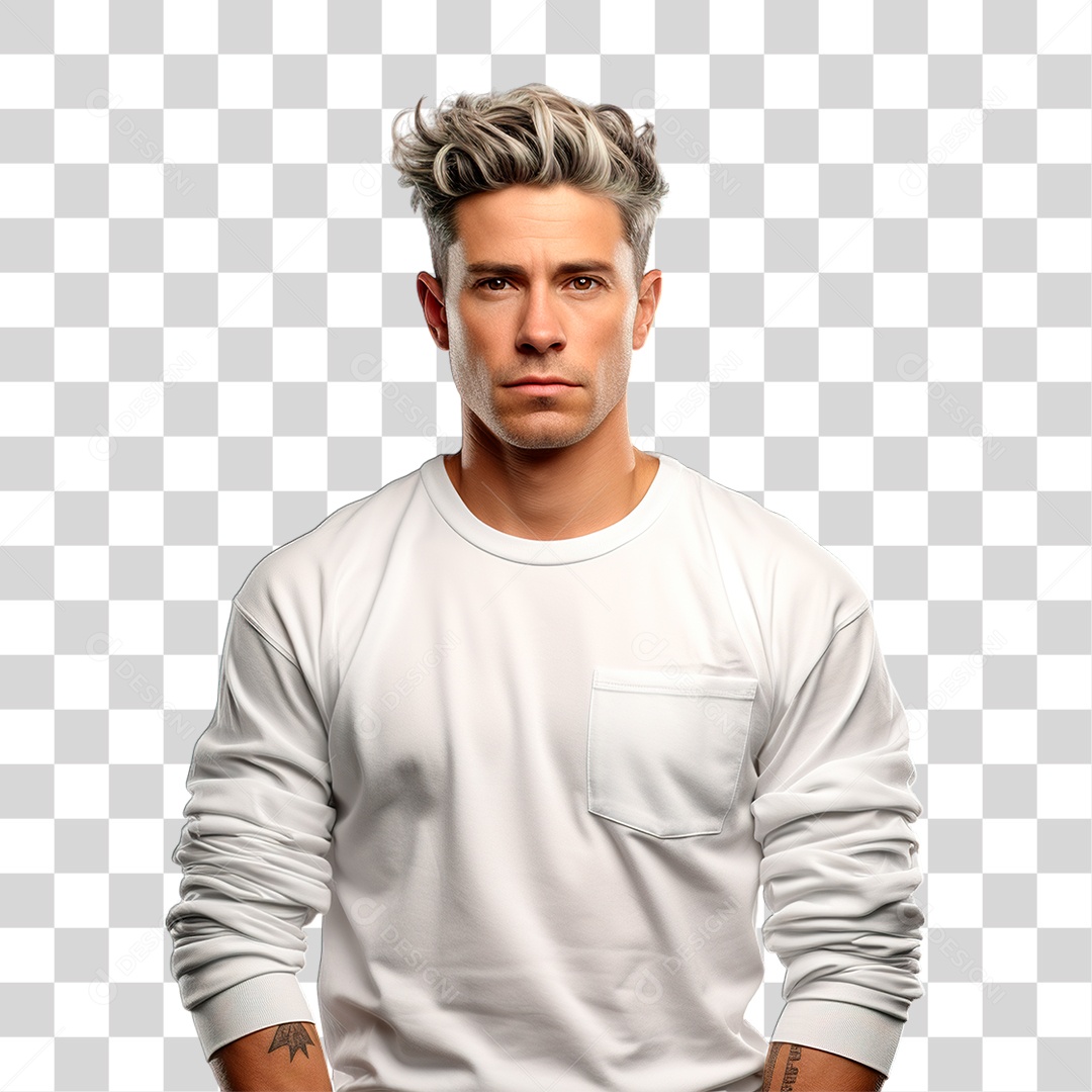 Homem com Mão no Bouço PNG Transparente