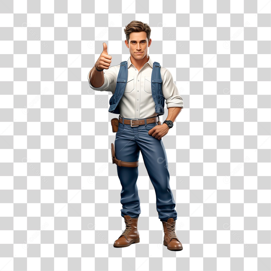 Homem Fazendo Sinal Positivo PNG Transparente