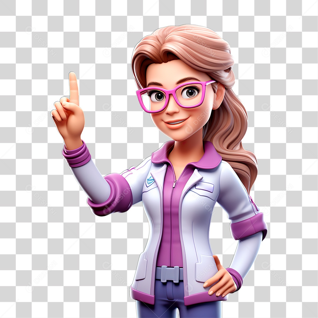 Mulher Apontando pra Cima PNG Transparente