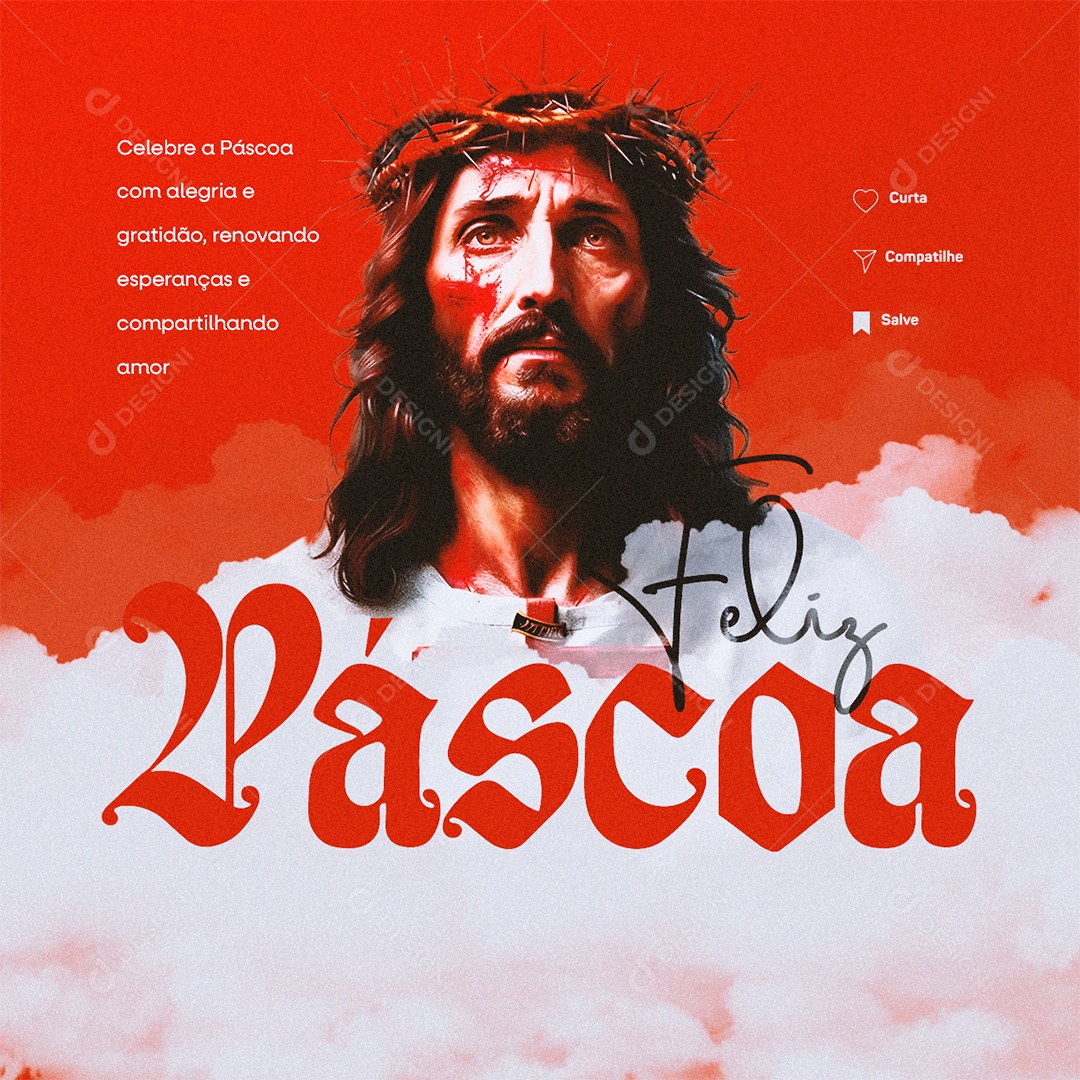 Feliz Páscoa Celebre com alegria e gratidão Social Media PSD Editável