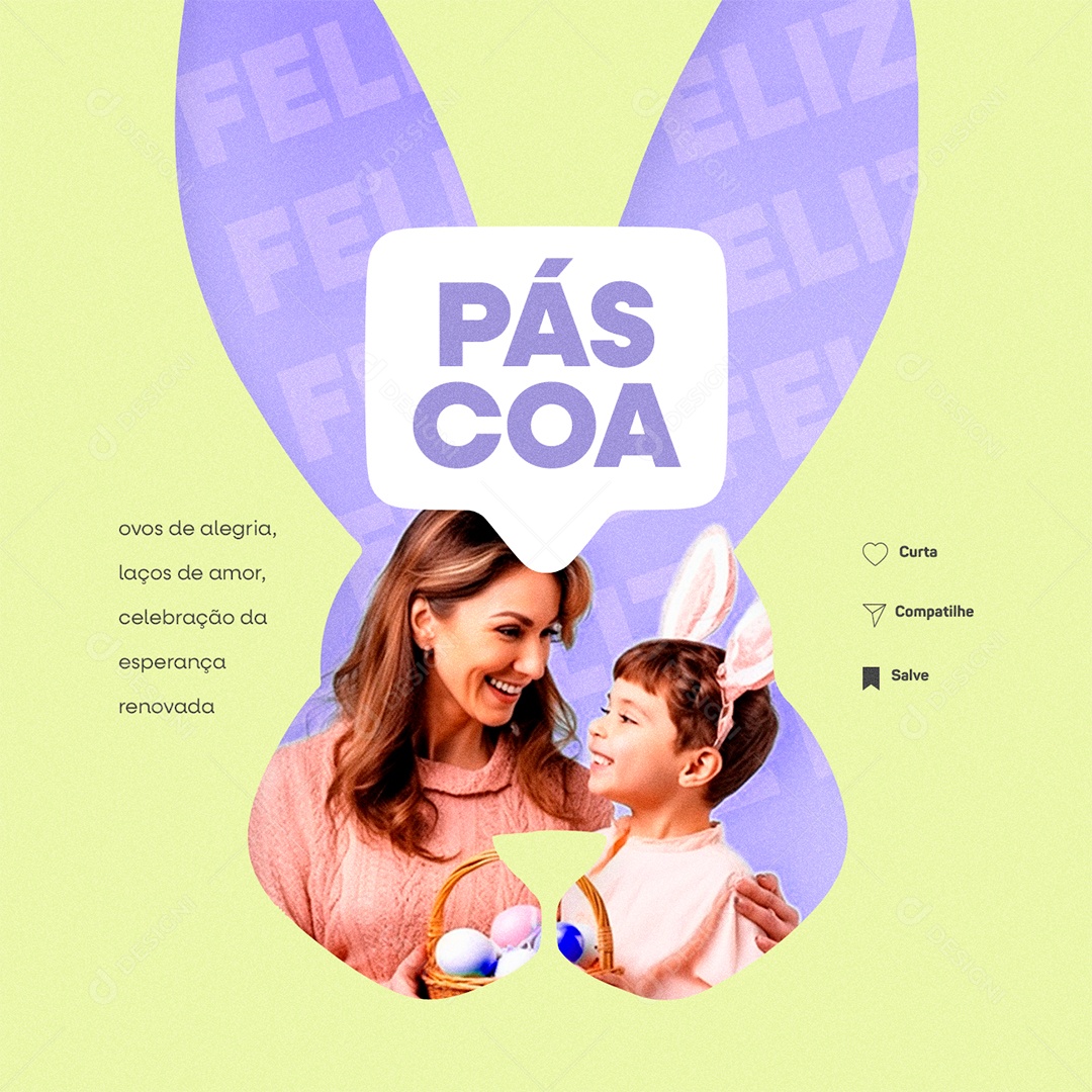 Páscoa ovos de alegria laços de amor Social Media PSD Editável