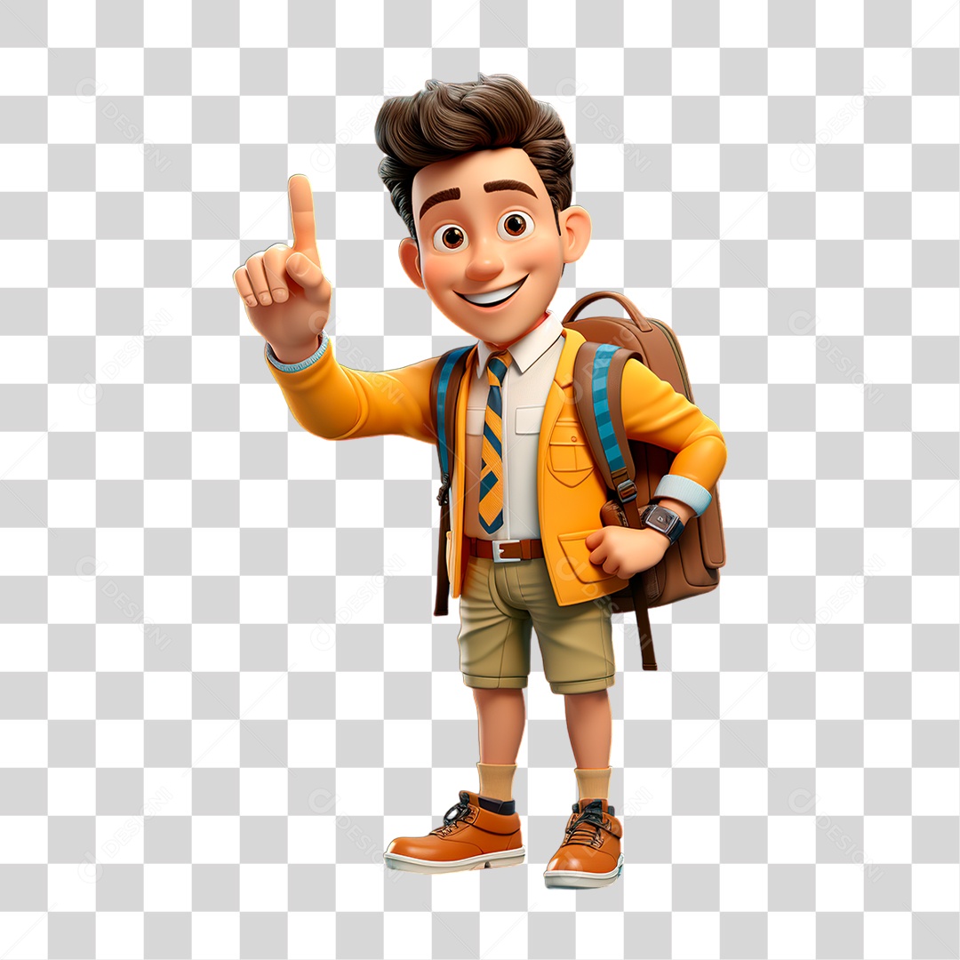 Menino Apontando com Dedo PNG Transparente