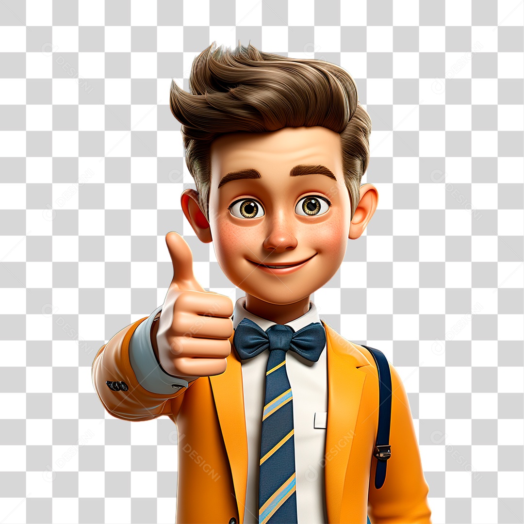 Menino Fazendo Sinal Positivo PNG Transparente