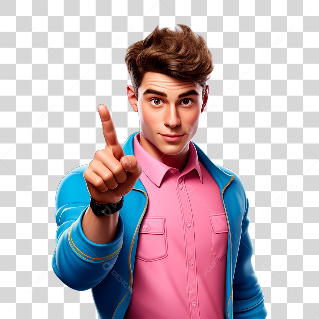 Homem Apontando com Dedo PNG Transparente