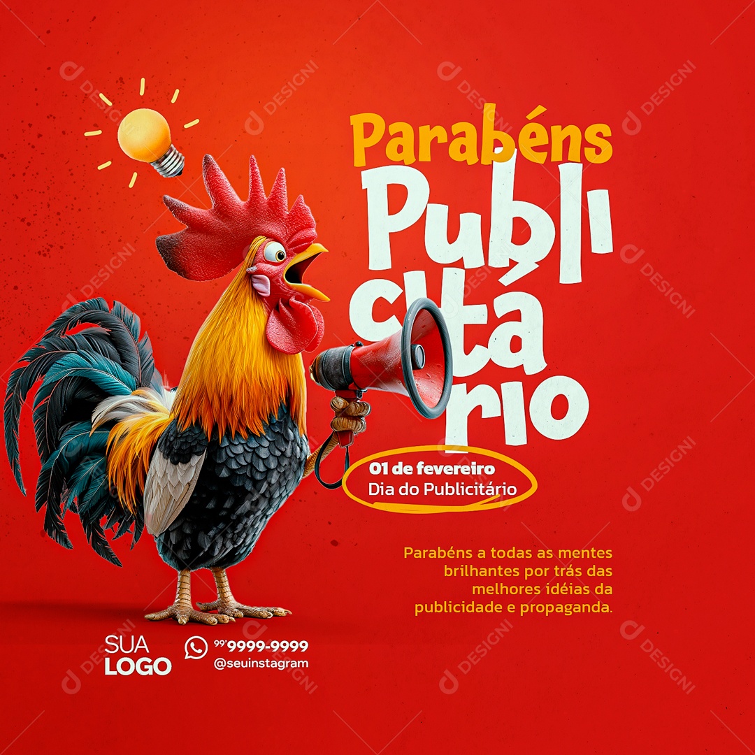 Dia Do Publicitário 1 de Fevereiro Parabéns Social Media PSD Editável