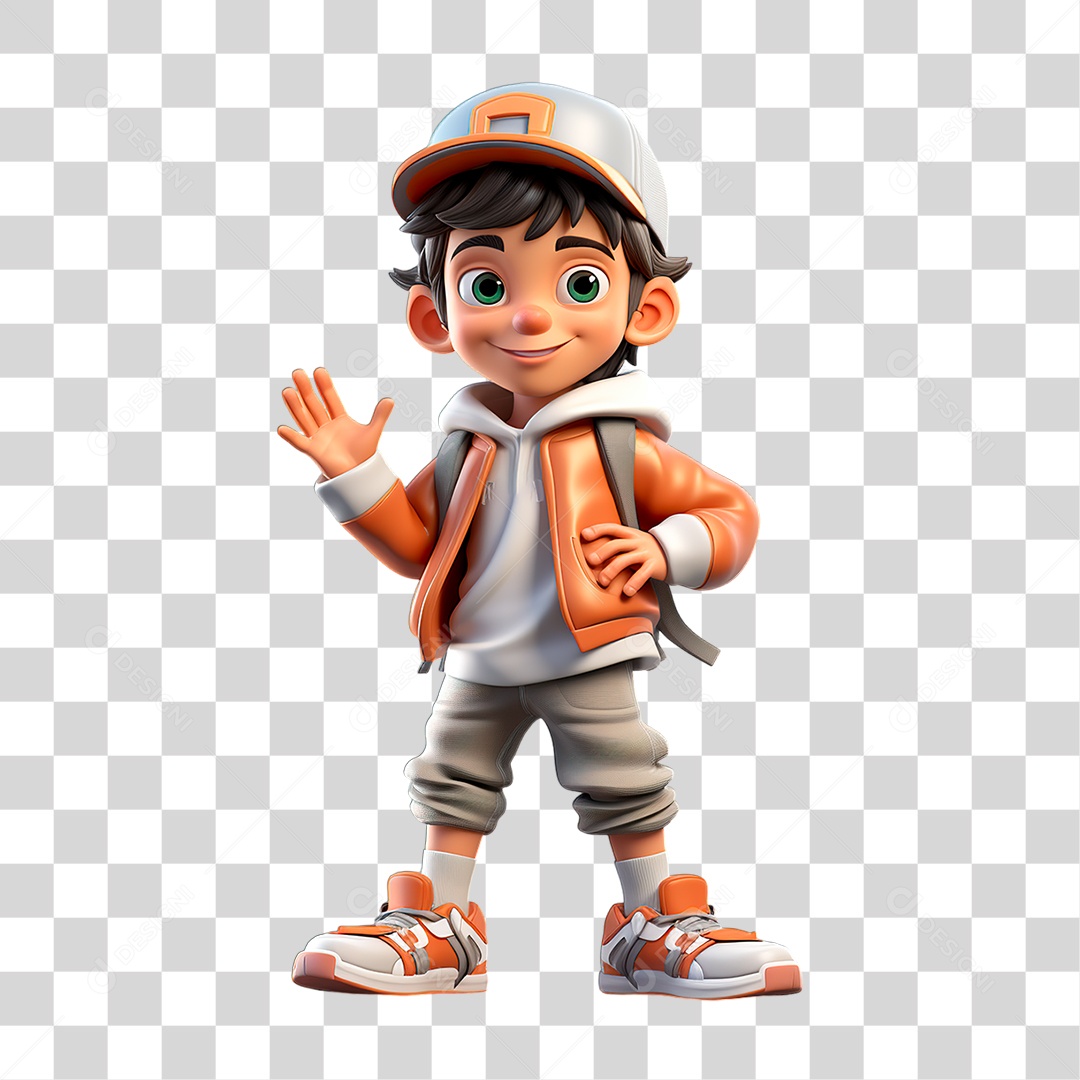 Menino de Mochila PNG Transparente