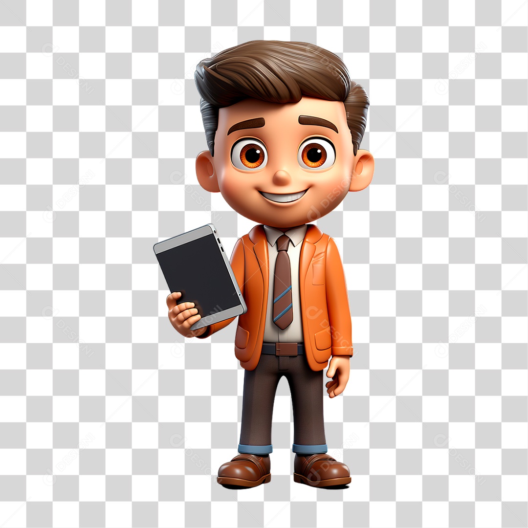 Menino Segurando Celular PNG Transparente