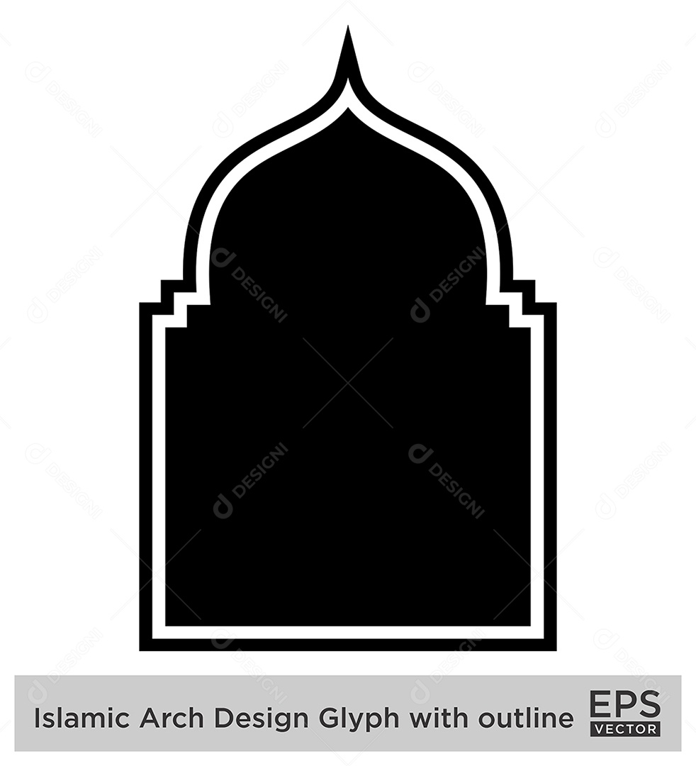 Modelo de Arco Islâmico com Contorno Vetor EPS