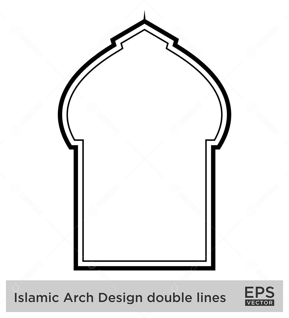 Modelo de Arco Islâmico com Contorno Vetor EPS