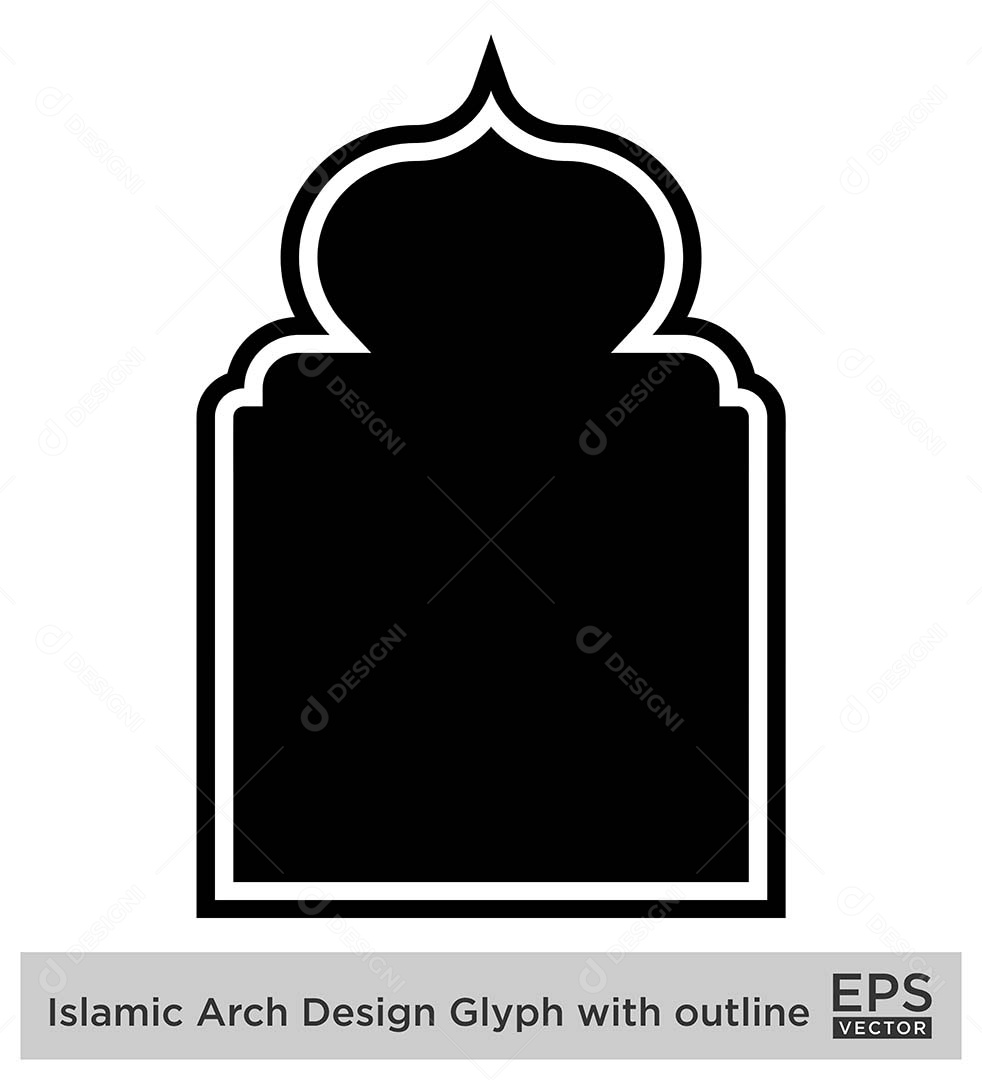 Modelo de Arco Islâmico com Contorno Vetor EPS