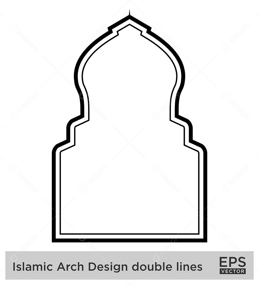 Modelo de Arco Islâmico com Contorno Vetor EPS