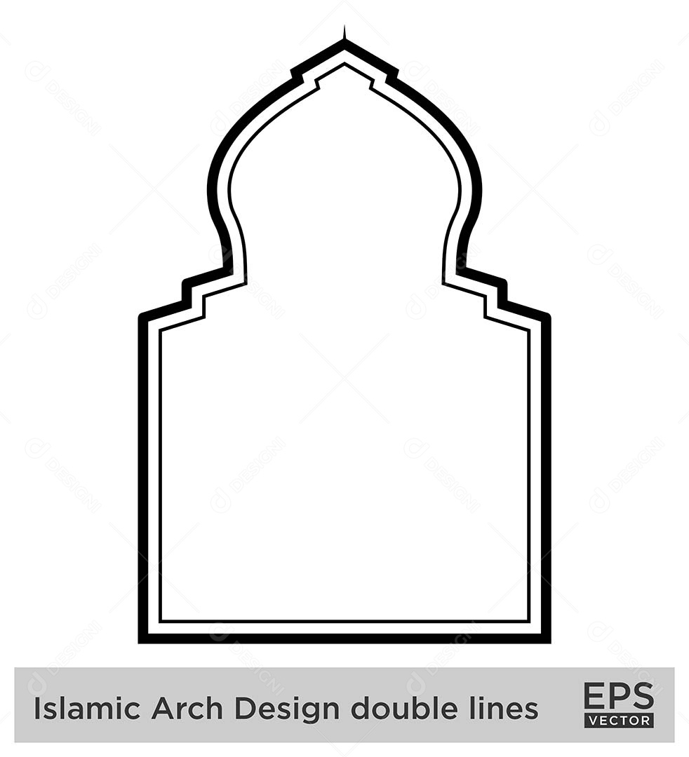Modelo de Arco Islâmico com Contorno Vetor EPS