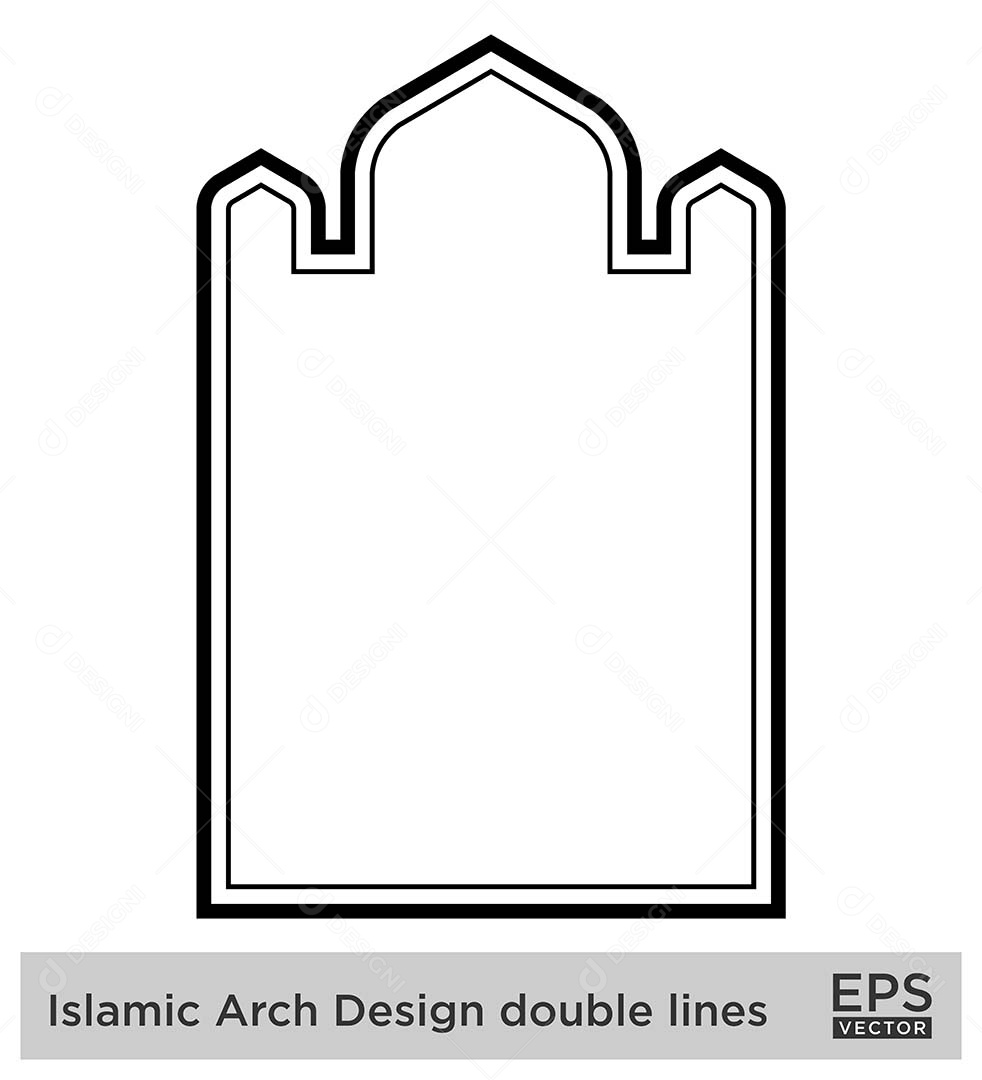 Modelo de Arco Islâmico com Contorno Vetor EPS