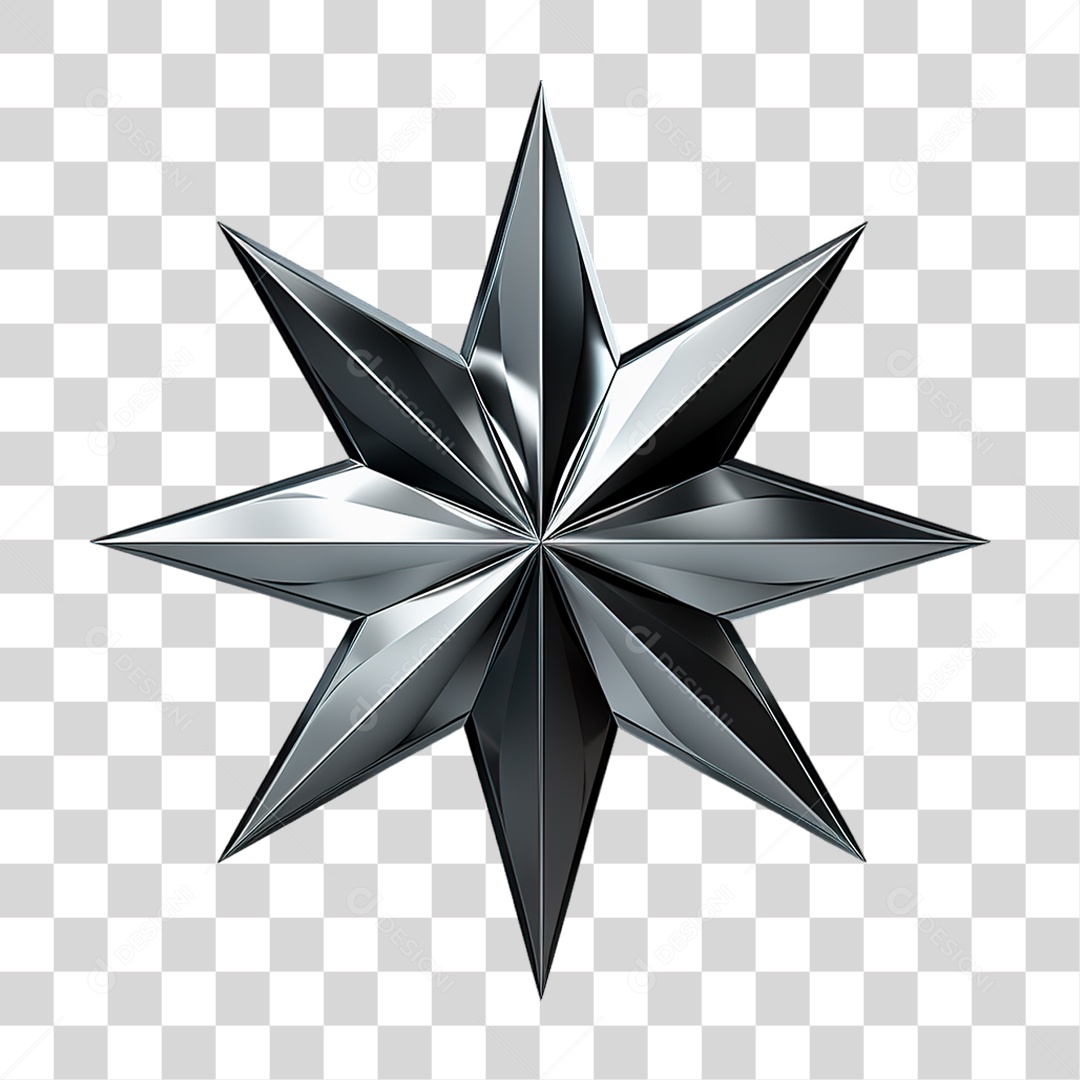 Estrela Metálica PNG Transparente