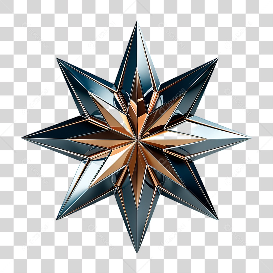 Estrela Metálica PNG Transparente