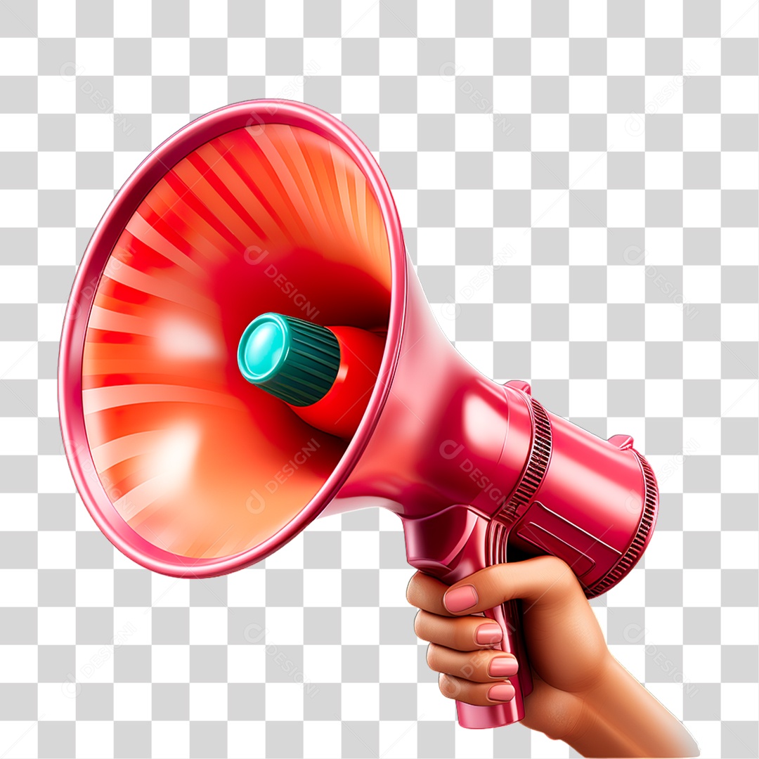 Mão com Megafone Vermelho PNG Transparente