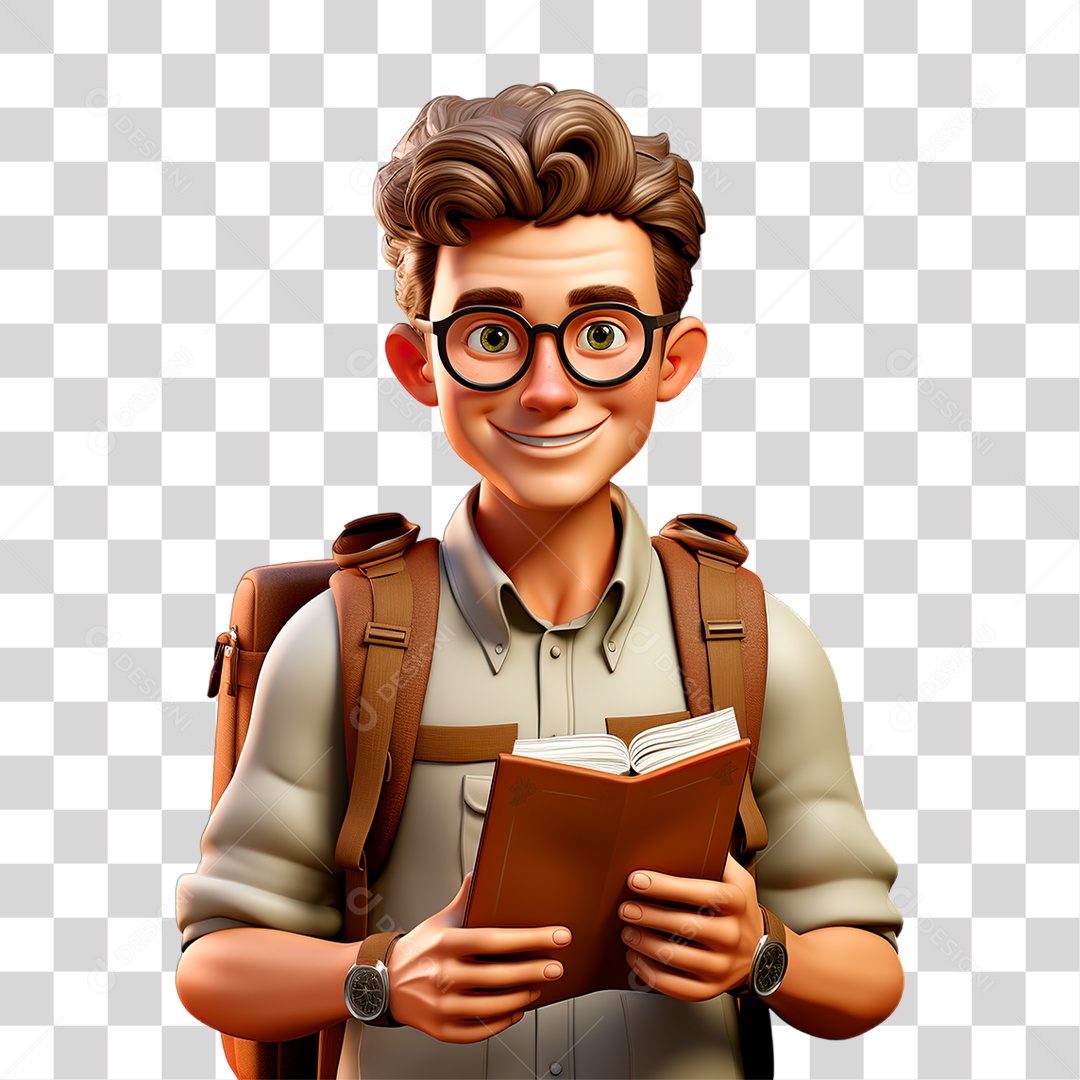 Homem de Mochila PNG Transparente