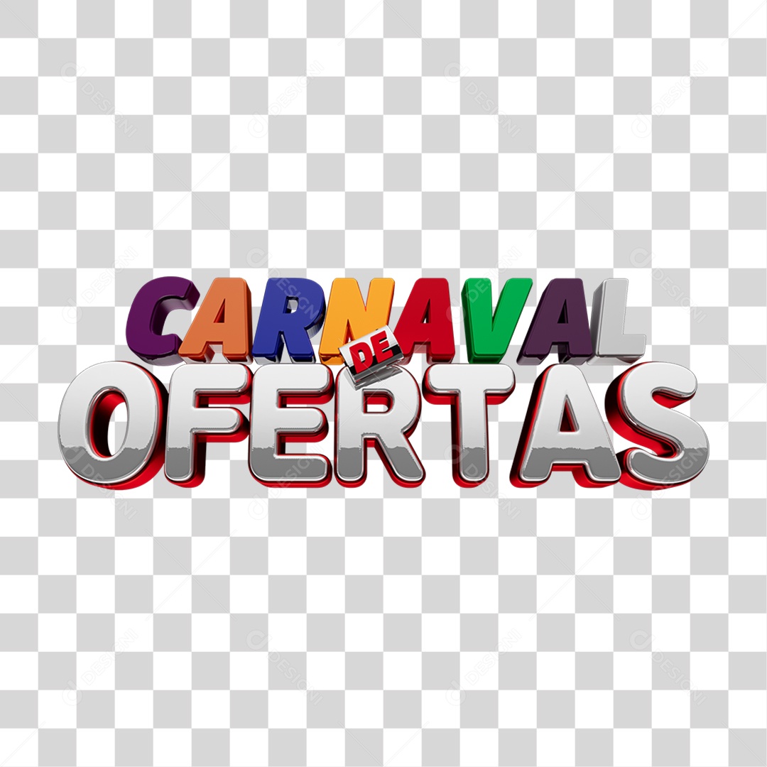 Texto 3D Carnaval de Ofertas PNG Transparente