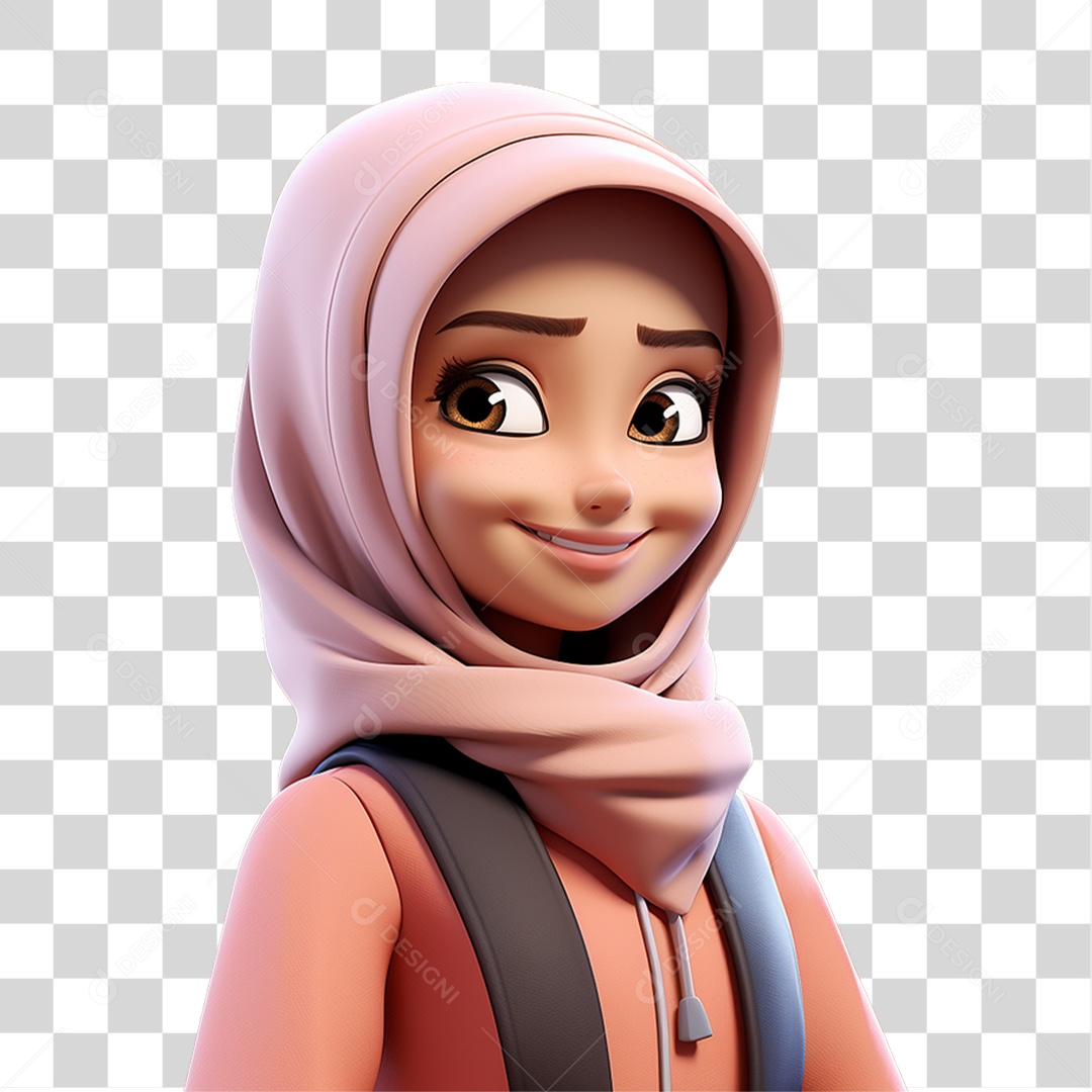 Garota Muçulmana Cartoon PNG Transparente