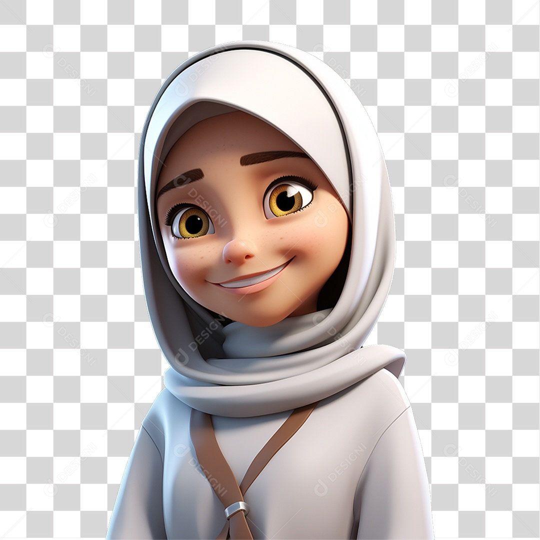 Garota Muçulmana Cartoon PNG Transparente
