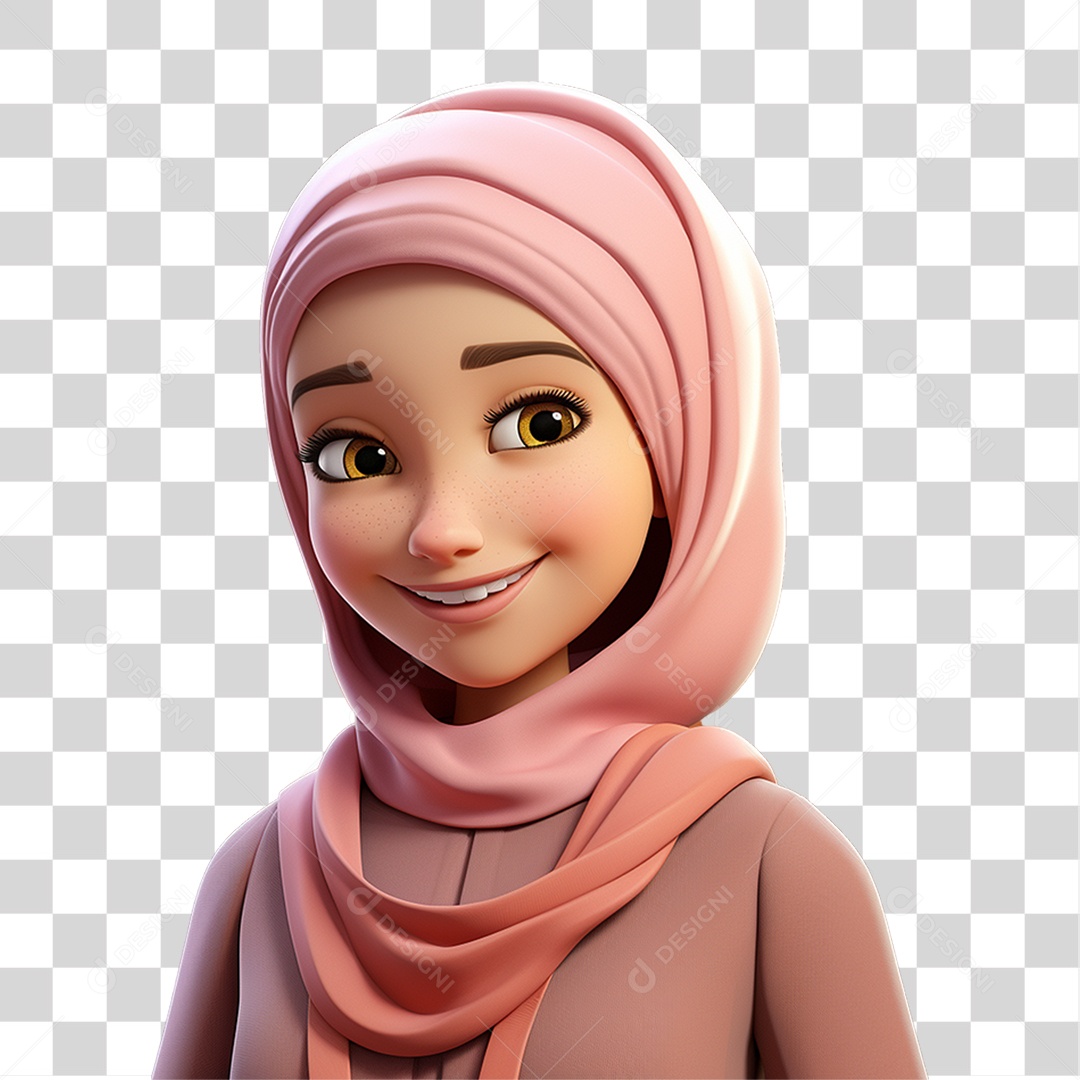 Garota Muçulmana Cartoon PNG Transparente