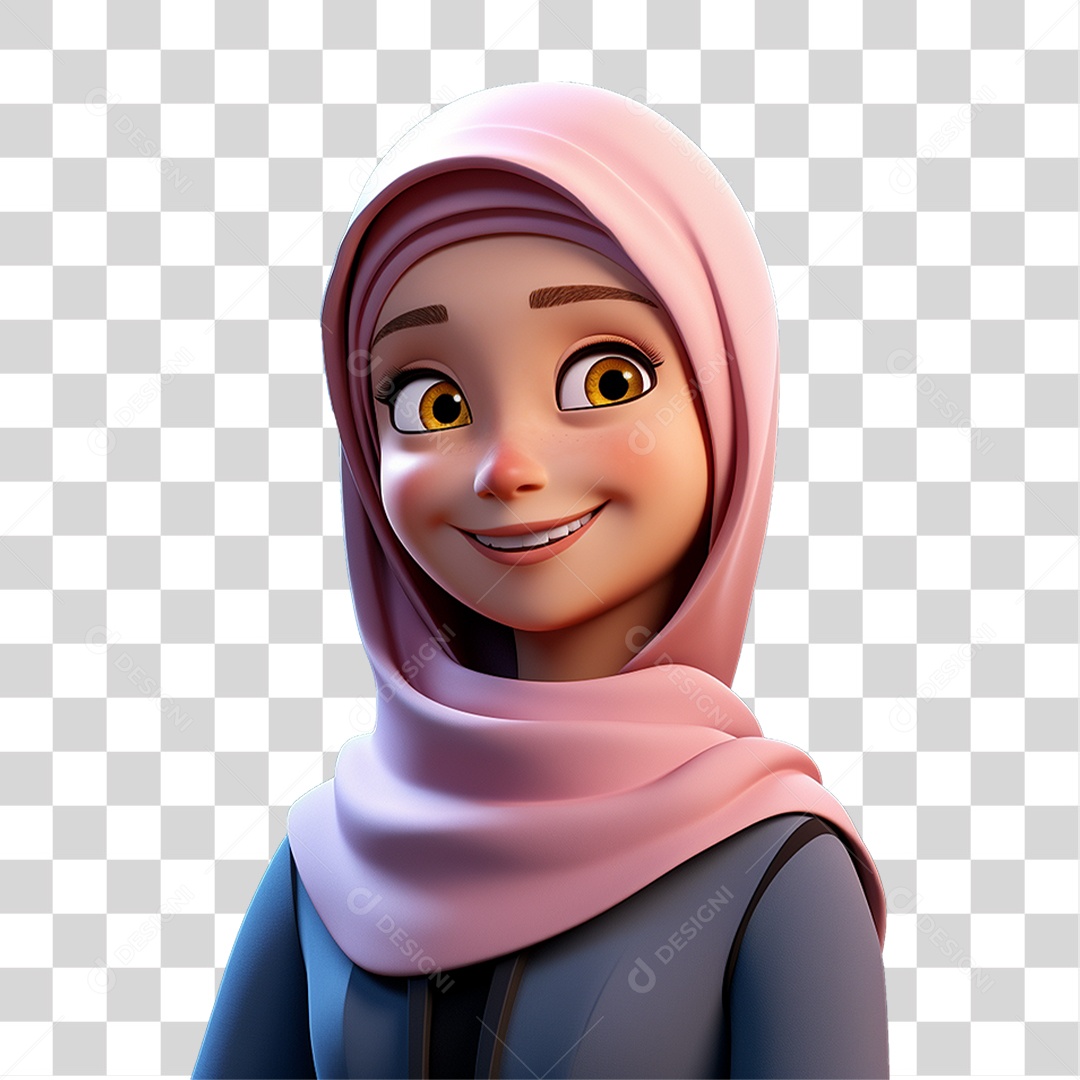 Garota Muçulmana Cartoon PNG Transparente
