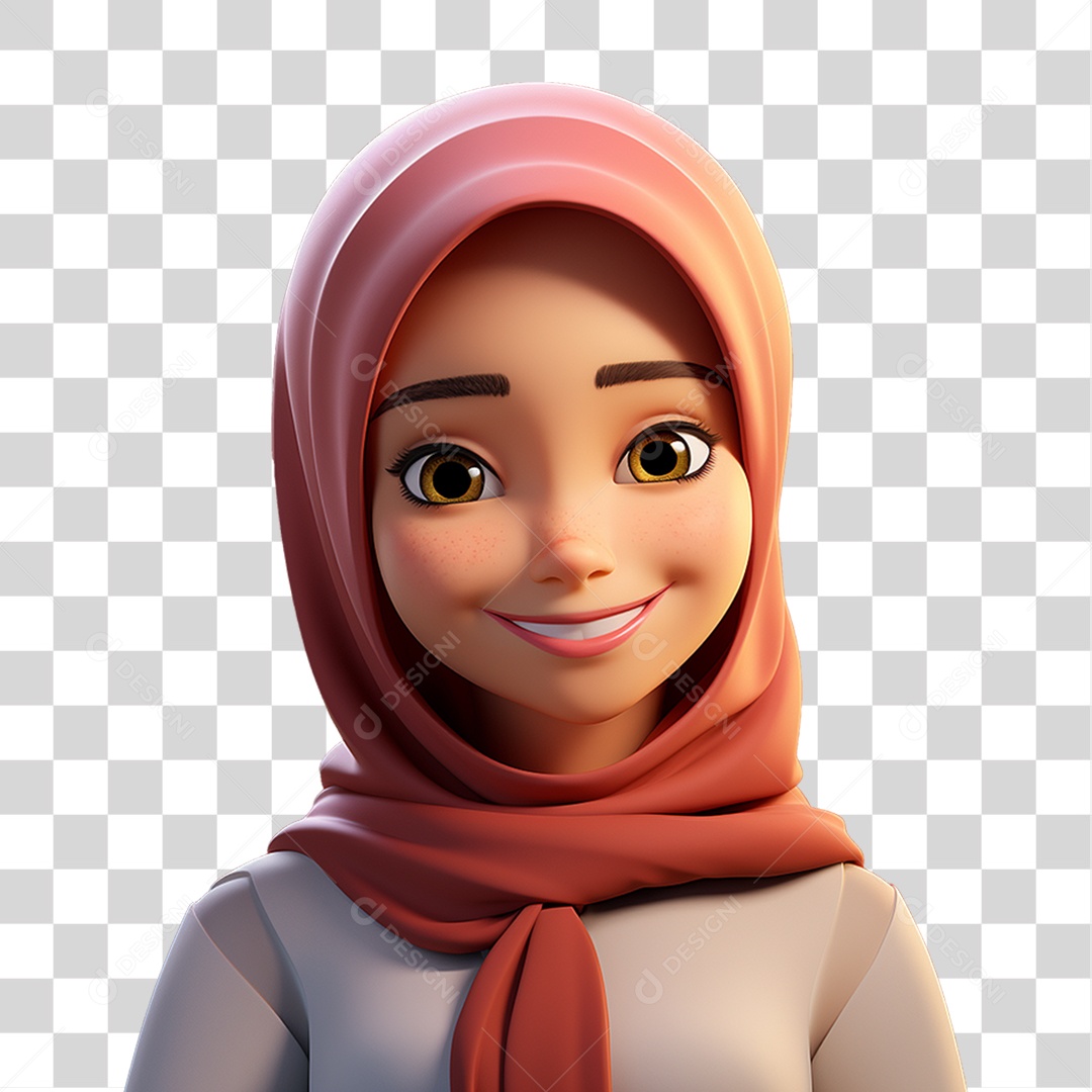Garota Muçulmana Cartoon PNG Transparente
