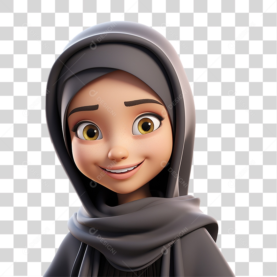 Garota Muçulmana Cartoon PNG Transparente