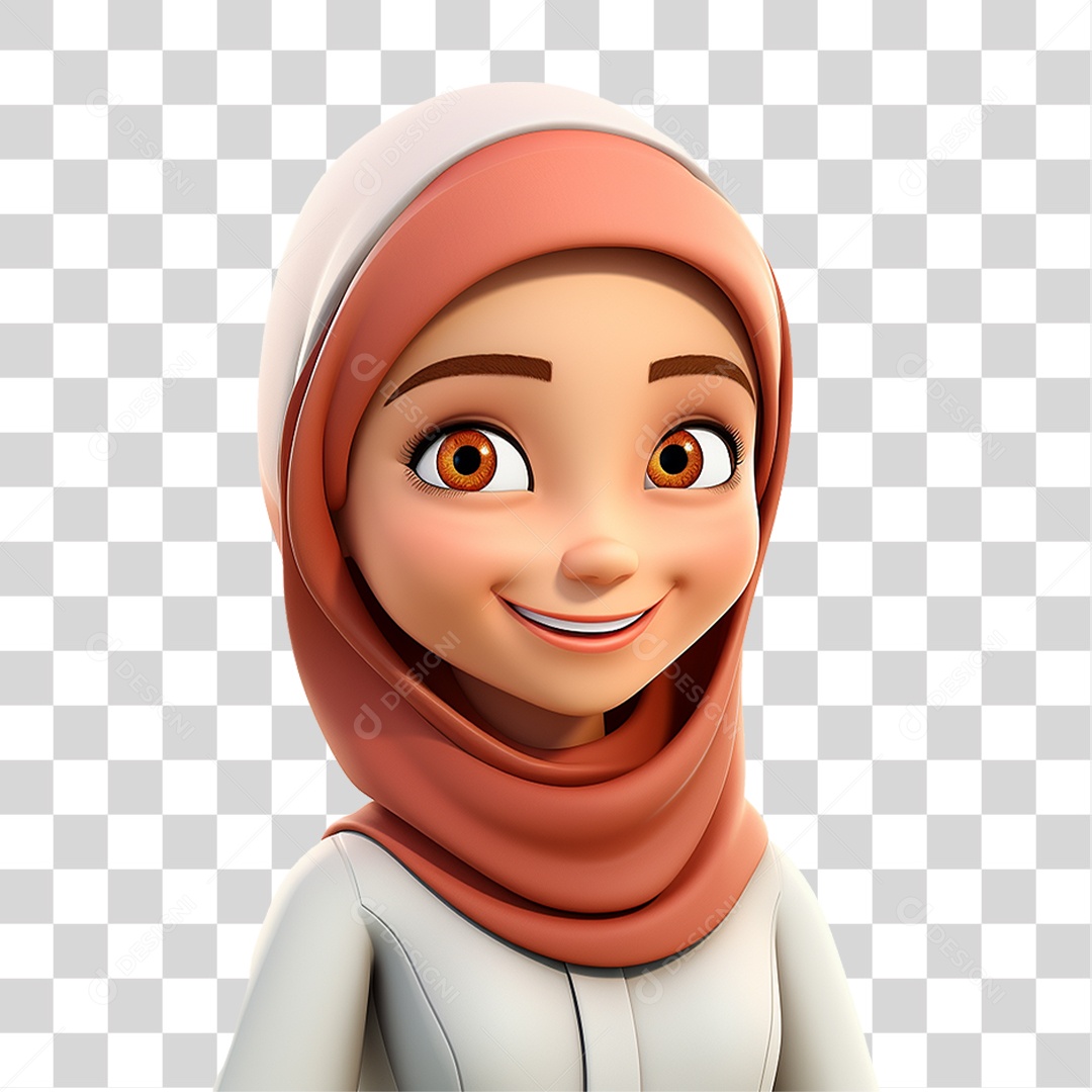 Garota Muçulmana Cartoon PNG Transparente