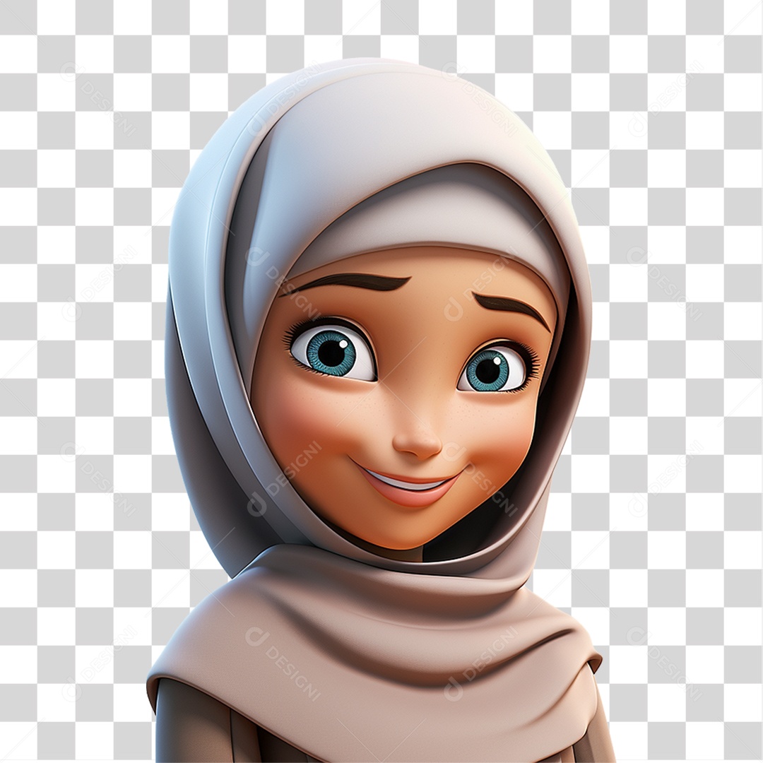 Garota Muçulmana Cartoon PNG Transparente
