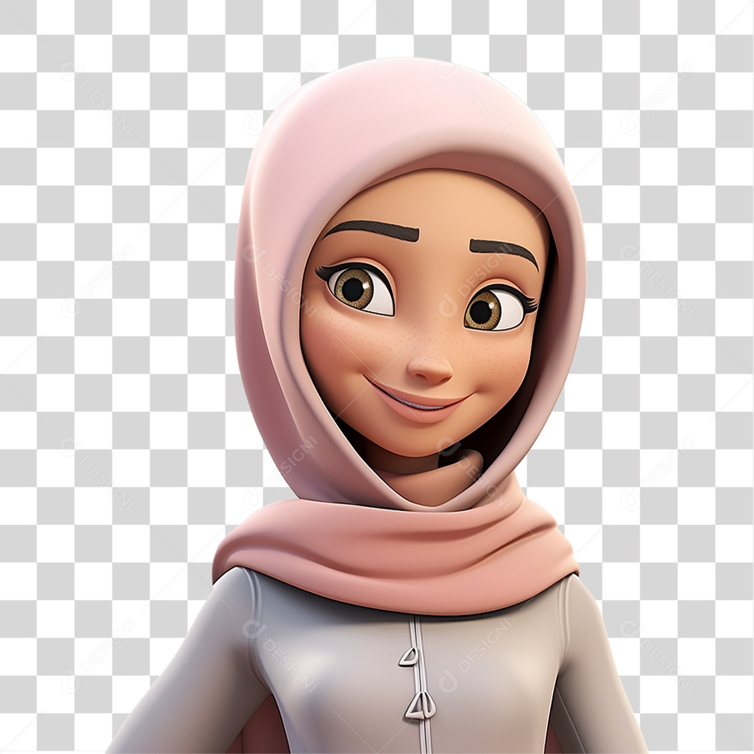 Garota Muçulmana Cartoon PNG Transparente